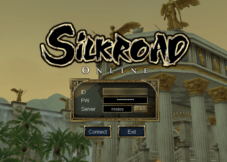 The login screen with ID, PW and Server fields and the Connect button